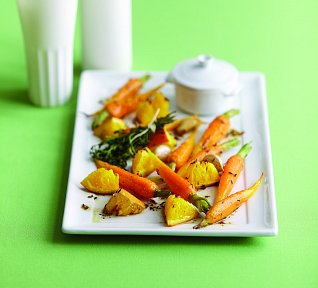 Pečené mrkvičky na pomerančích