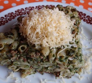 Špenátové těstoviny se sýrem - zapečené