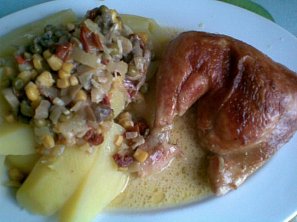 Kuře na žampionech a zelenině