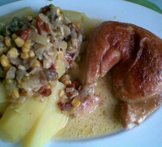 Kuře na žampionech a zelenině