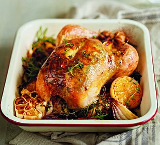 Pečené kuře s bylinkami, česnekem a citronem