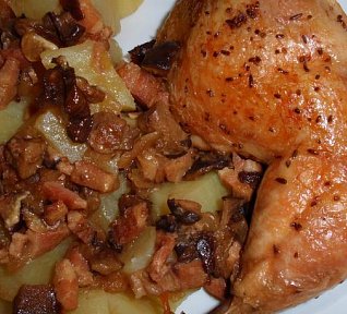 Česnekové kuře na houbách Česnekové kuře na houbách