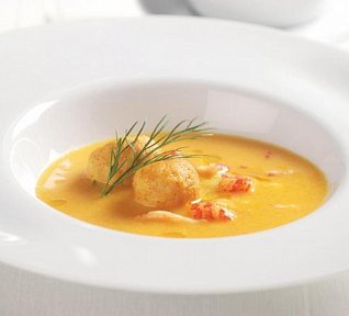 Krémová polévka z potočních raků s knedlíčky