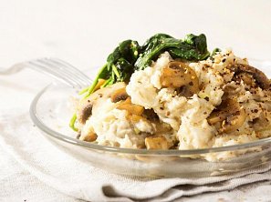 Rizoto netradičně z ovesných vloček se slaninou a žampiony