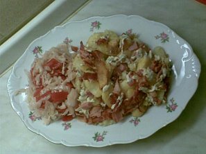 Pečené brambory pod slaninou a nivou Pečené brambory pod slaninou a nivou