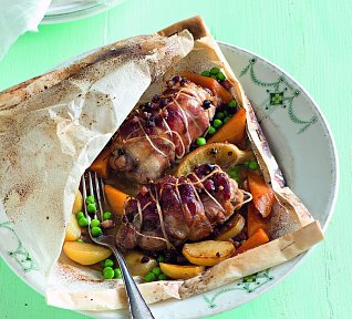 Králík s koriandrem pečený v papilotě