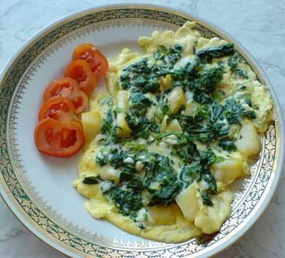 Špenátovo-bramborová omeleta