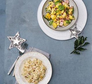 Bramborový salát se slaninou a špenátem