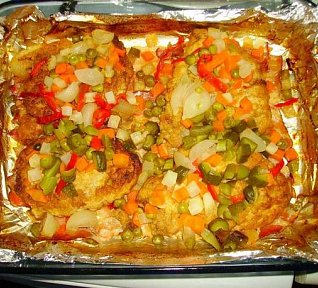 Zapečené vepřové plátky se slaninou a Moravankou