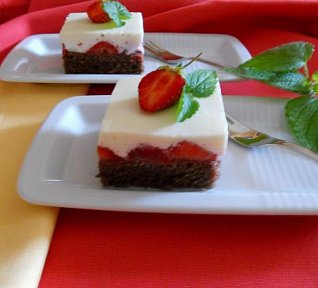 Jahodové řezy s bílou čokoládou