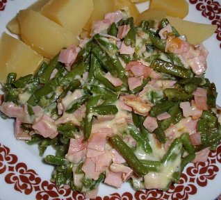 Fazolky se šunkou a sýrem