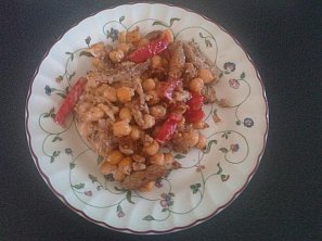 Sójové nudličky s cizrnou