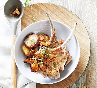 Lišky na bílém víně s kotletou