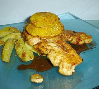 Kuře na pomerančích