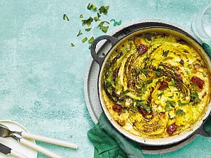 Zapečené krupoto se sýrem a zimní zeleninou