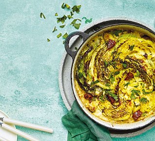 Zapečené krupoto se sýrem a zimní zeleninou