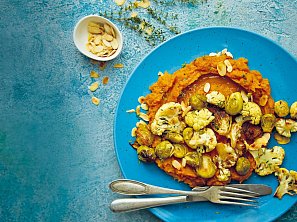 Batátové pyré s pečenou zeleninou