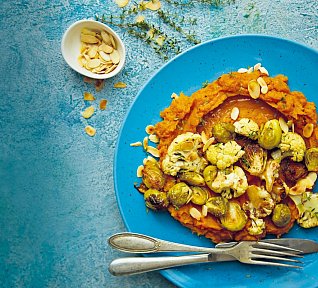 Batátové pyré s pečenou zeleninou