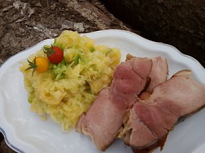 Uzené šťouchané brambory s pórkem