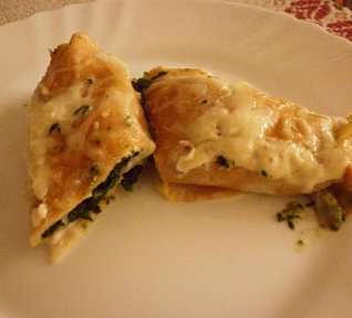 Zapečené palačinky se špenátem