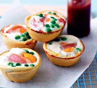 Košíčky s hráškem a křepelčími vajíčky