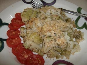 Zapečený květák s rýží, gorgonzolou a parmezánem Zapečený květák s rýží, gorgonzolou a parmezánem