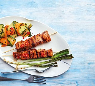 Lososové špízy s teriyaki