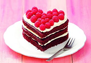 Dort Red Velvet ve tvaru srdce