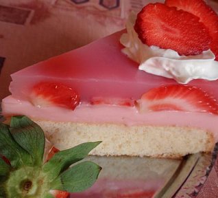 Pudinkový dort (řez) s ovocem