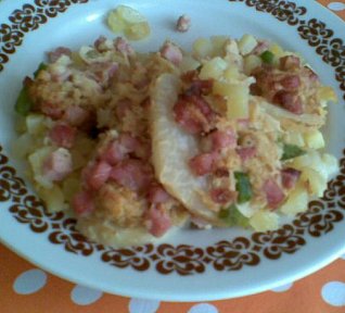 Celer s uzeným masem - zapékaný