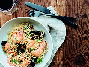 Špagety s mořskými plody