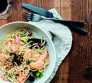 Špagety s mořskými plody