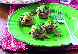 Žampionové hlavičky plněné bylinkami