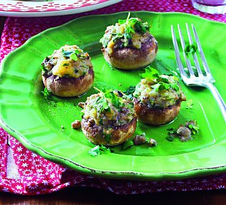 Žampionové hlavičky plněné bylinkami