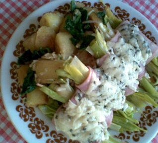 Máslový pórek v šunce se sýrem