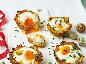 Křepelčí vejce v bramborovém košíčku