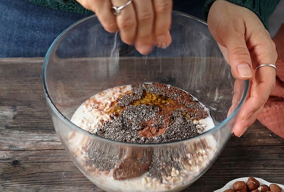 Ovesná kaše přes noc s příchutí Ferrero Rocher