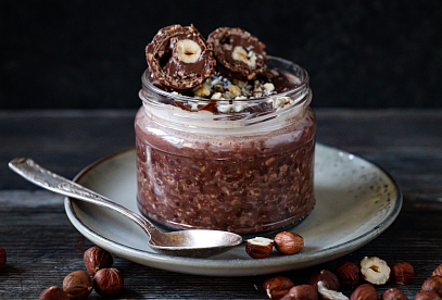Ovesná kaše přes noc s příchutí Ferrero Rocher