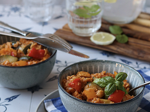 Gyros rýže s kuřecím masem a zeleninou