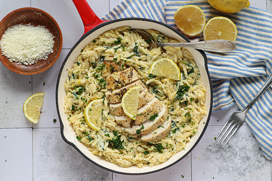 Citronové orzo se špenátem