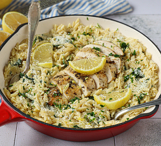 Citronové orzo se špenátem